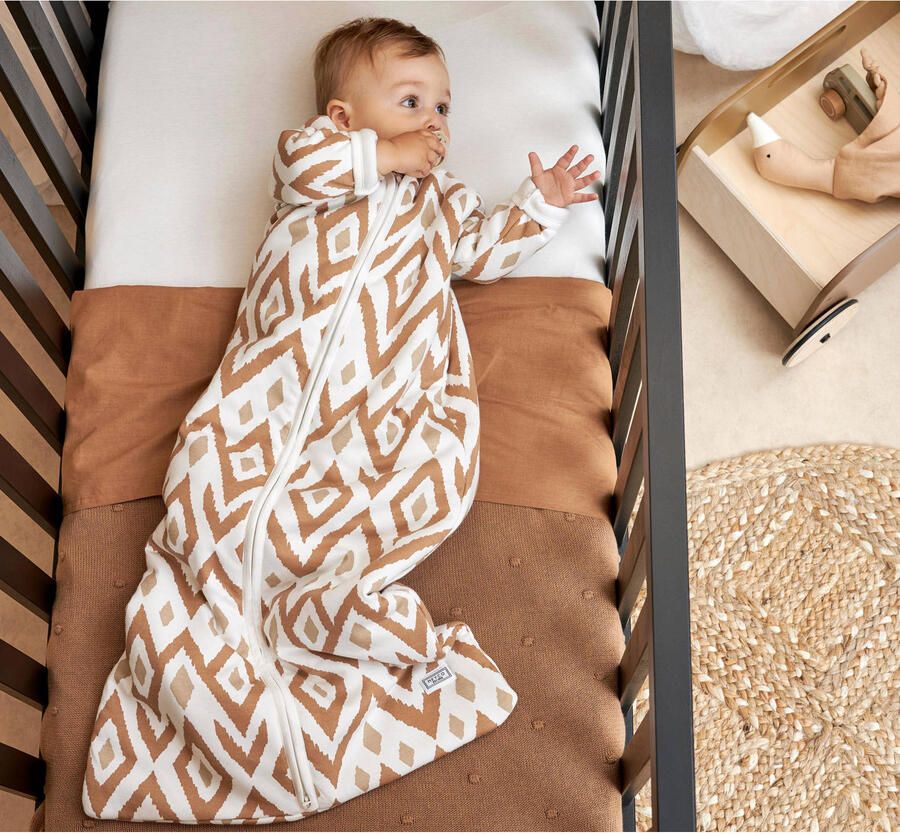 Meyco baby wieglaken Ikat Uni 75x100 cm set van 2 Sand Toffee Babylaken Bruin