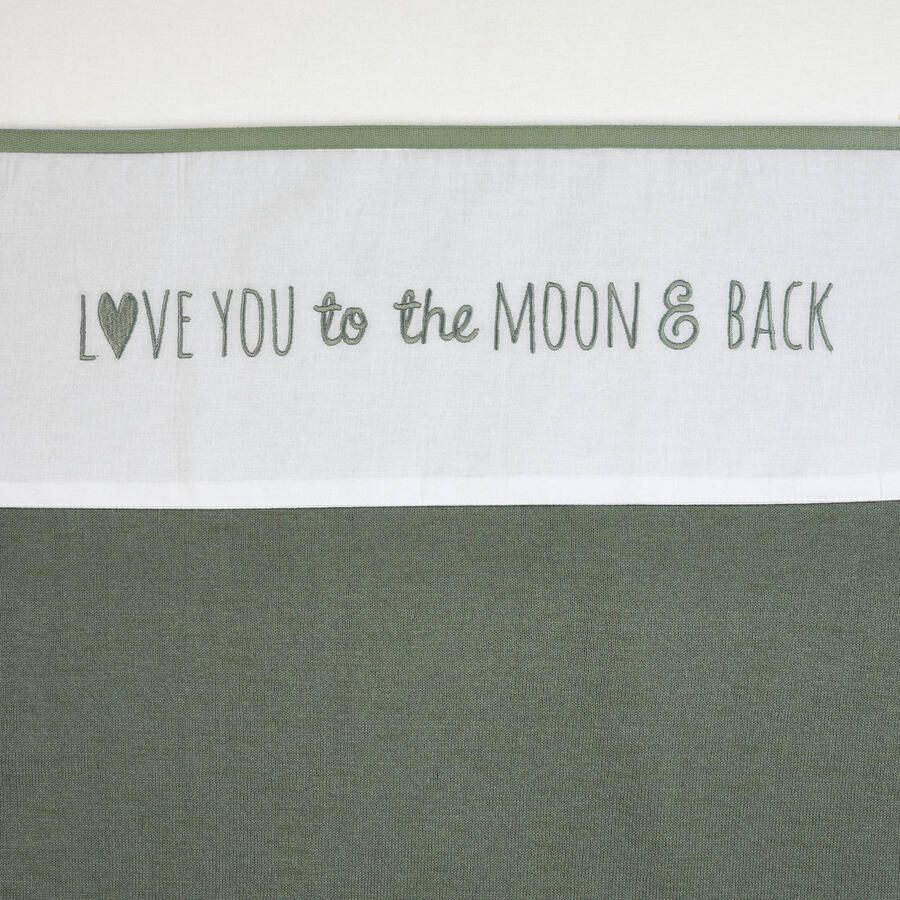 Meyco baby wieglaken Love you to the moon & back 75X100 cm forest green Babylaken Wit
