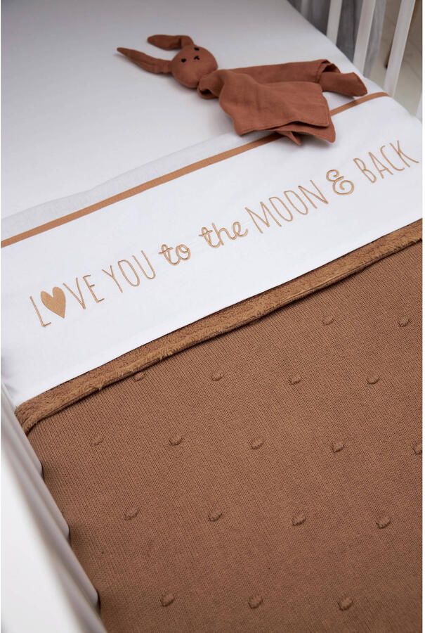 Meyco baby wieglaken 'Love you to the moon & back' toffee Babylaken Wit - Foto 2