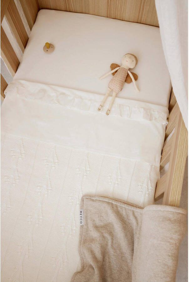 Meyco baby wieglaken Ruffle 75x100 Offwhite Babylaken Wit Effen - Foto 3