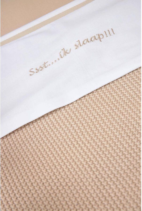 Meyco baby wieglaken Ssst...ik slaap!! 75x100 Sand Babylaken Beige Effen - Foto 3