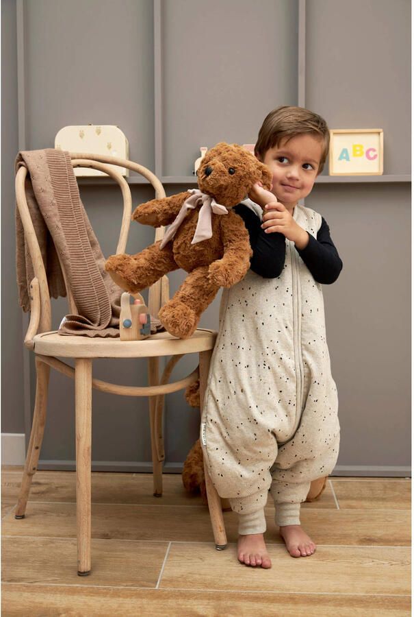 Meyco baby winter slaapoverall jumper Rib Mini Spot sand melange Babyslaapzak Beige 104 - Foto 2