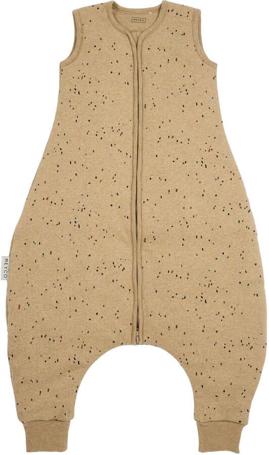 Meyco baby winter slaapoverall jumper Rib Mini Spot toffee melange Babyslaapzak Bruin 104