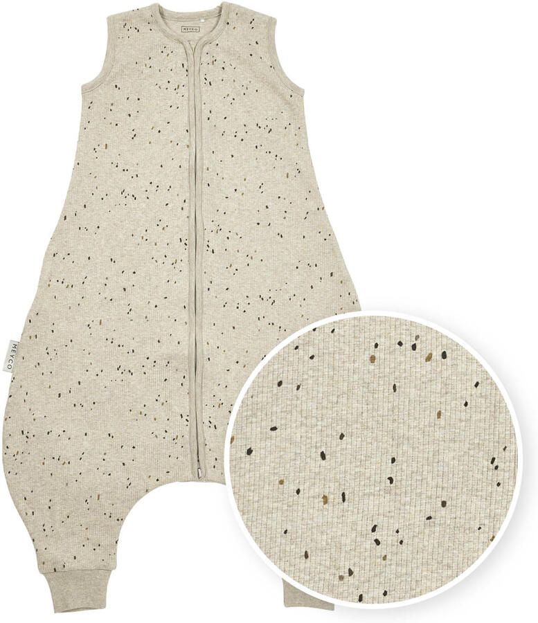 Meyco baby zomer slaapoverall jumper Rib Mini Spot sand melange Babyslaapzak Beige 104