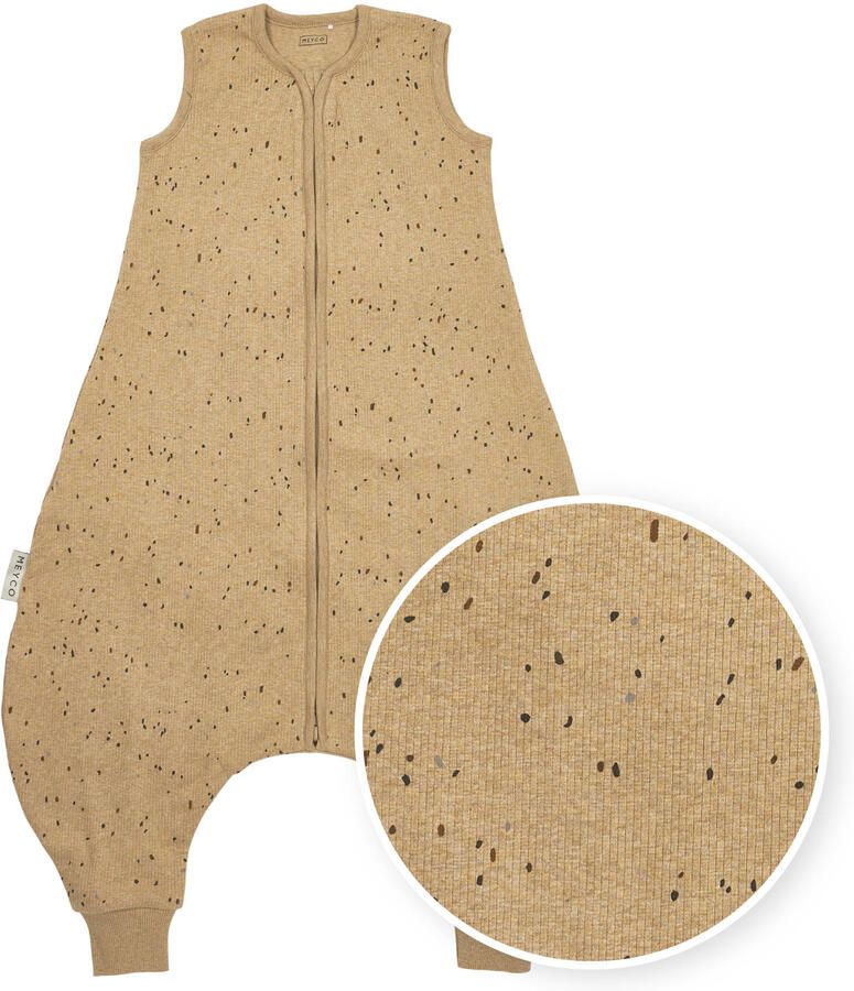 Meyco baby zomer slaapoverall jumper Rib Mini Spot toffee melange Babyslaapzak Bruin 104