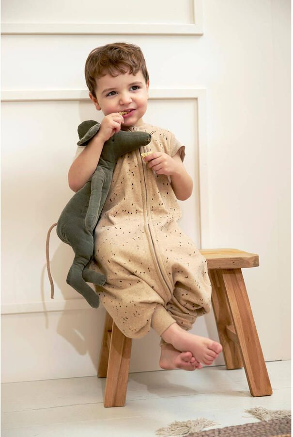 Meyco baby zomer slaapoverall jumper Rib Mini Spot toffee melange Babyslaapzak Bruin 104 - Foto 3