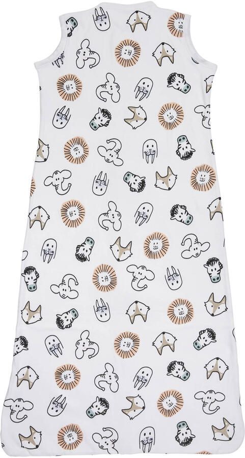 Meyco baby zomer slaapzak Animal wit beige zwart Babyslaapzak Dierenprint 110 cm