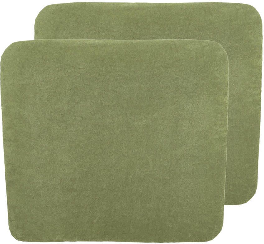 Meyco badstof aankleedkussenhoes olive green (set van 2)