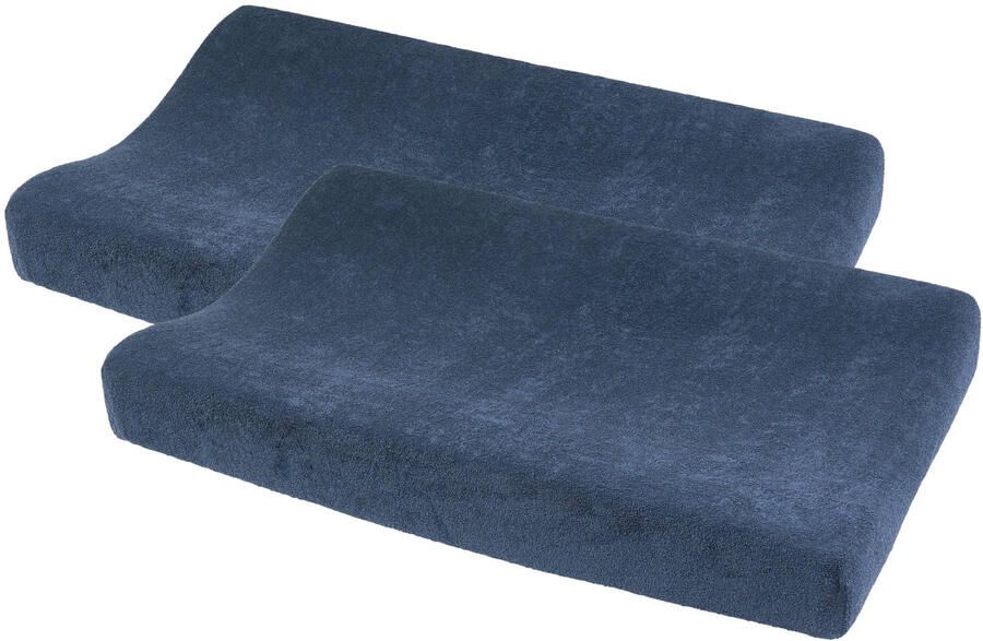 Meyco badstof aankleedkussenhoes uni indigo 50x70 cm (set van 2)