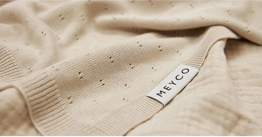 Meyco bamboe wiegdeken Ajour soft sand Babydeken Beige Effen - Foto 3