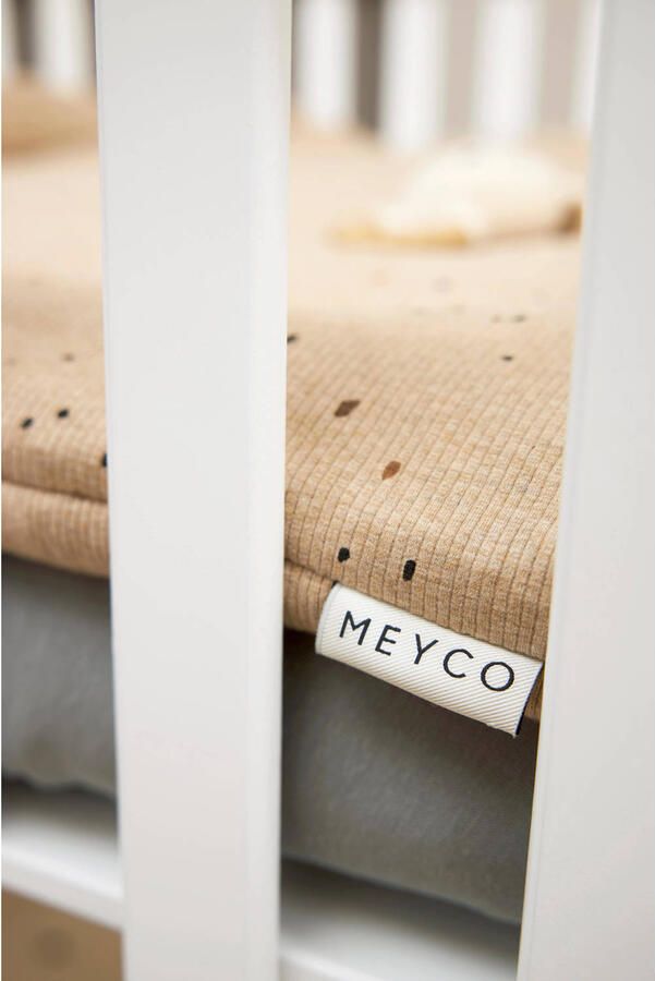 Meyco boxkleed Rib Mini Spot toffee melange Bruin | Boxkleed van - Foto 3