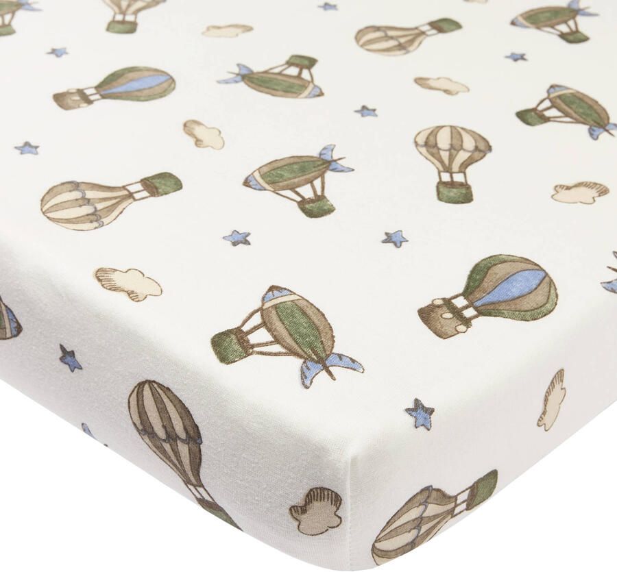 Meyco boxmatras hoeslaken Air Balloons ecru groen blauw