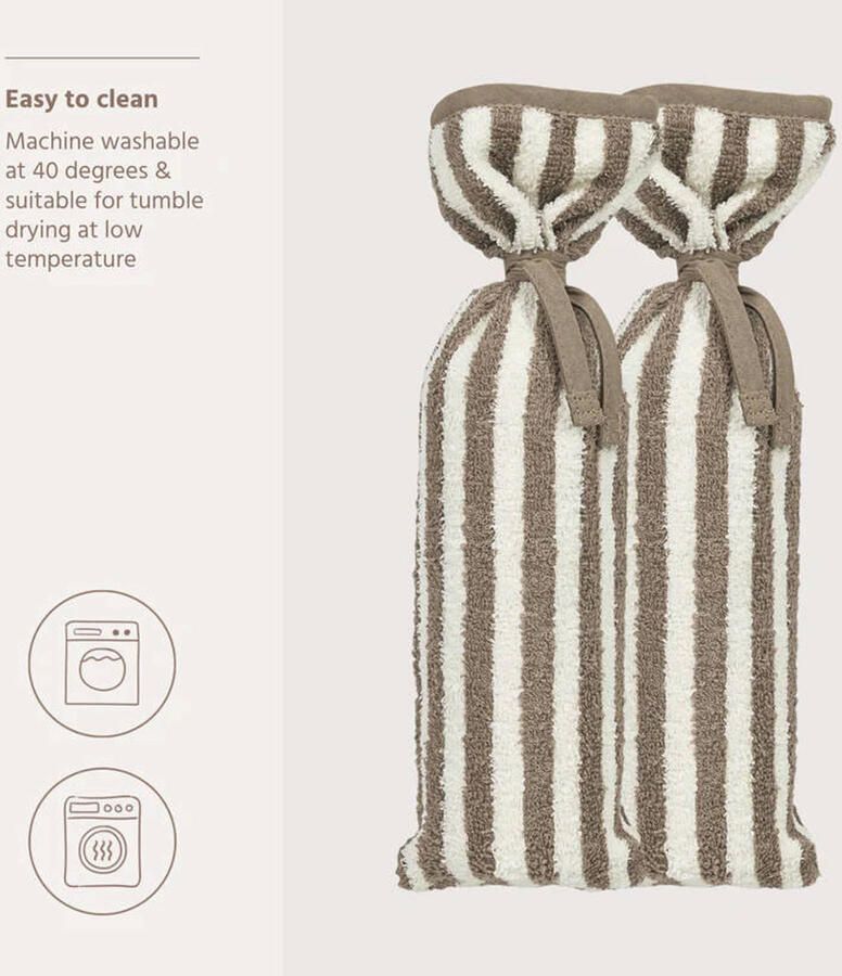 Meyco Fat Stripe kruikenzak jacquard badstof taupe 2-pack - Foto 2