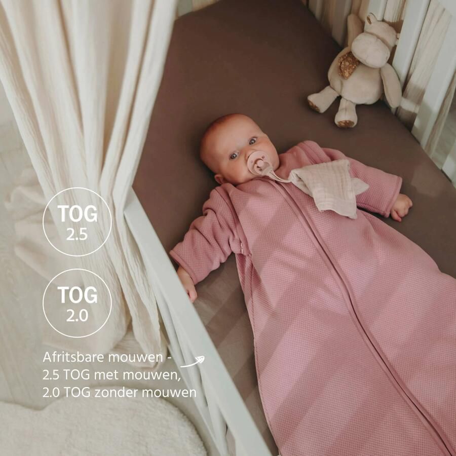 Meyco gevoerde slaapzak met afritsbare mouw roze - Foto 3