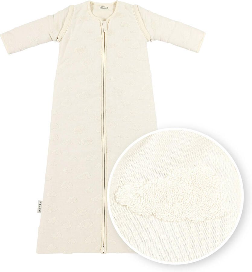 Meyco gevoerde winter baby slaapzak met afristbare mouwen Clouds natural