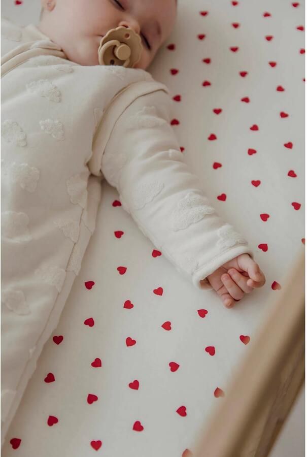 Meyco hoeslaken co-sleeper Sweet Heart rood wit - Foto 2