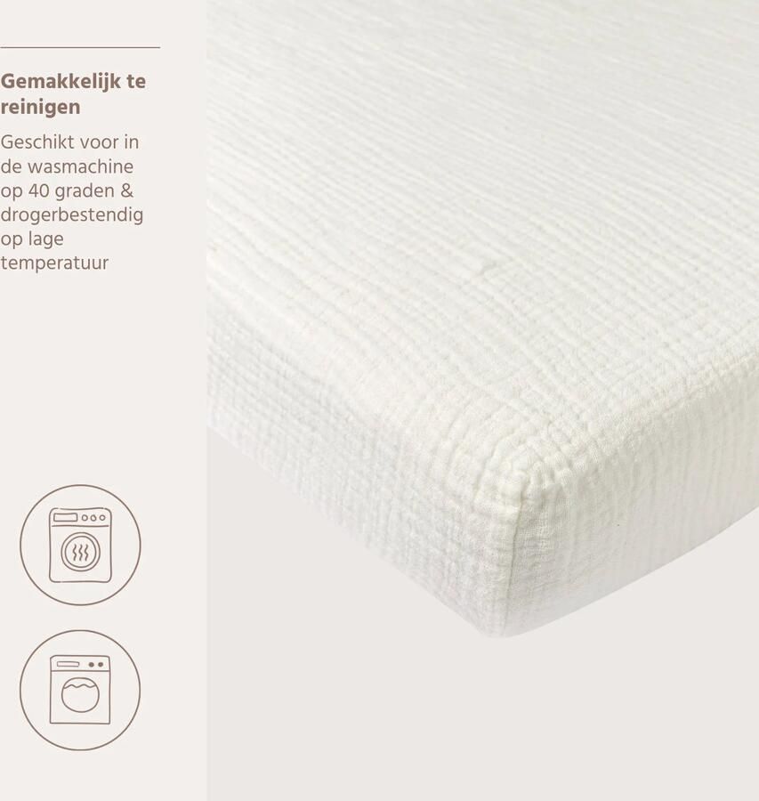 Meyco hoeslaken ledikant pre-washed hydrofiel offwhite 60x120cm - Foto 2
