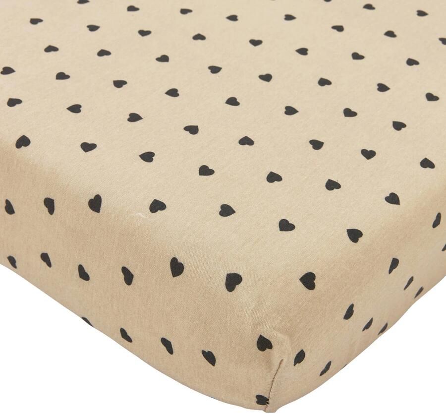 Meyco hoeslaken junior bed Sweet Heart beige zwart