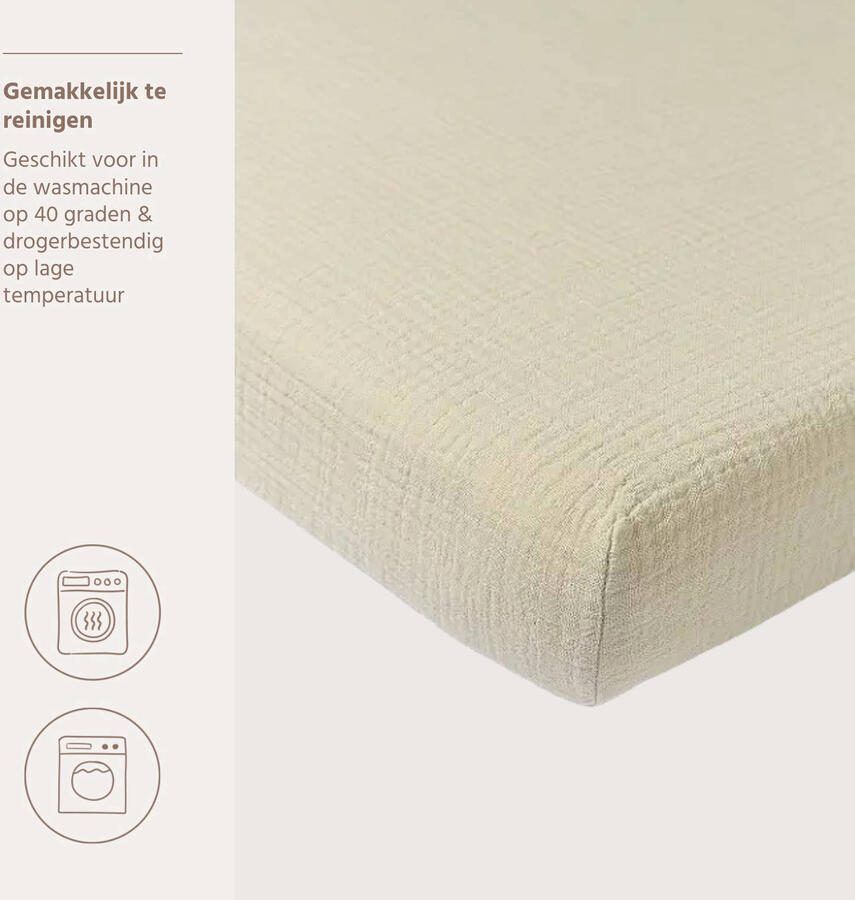 Meyco hoeslaken wieg pre-washed hydrofiel soft sand 40x80cm - Foto 2