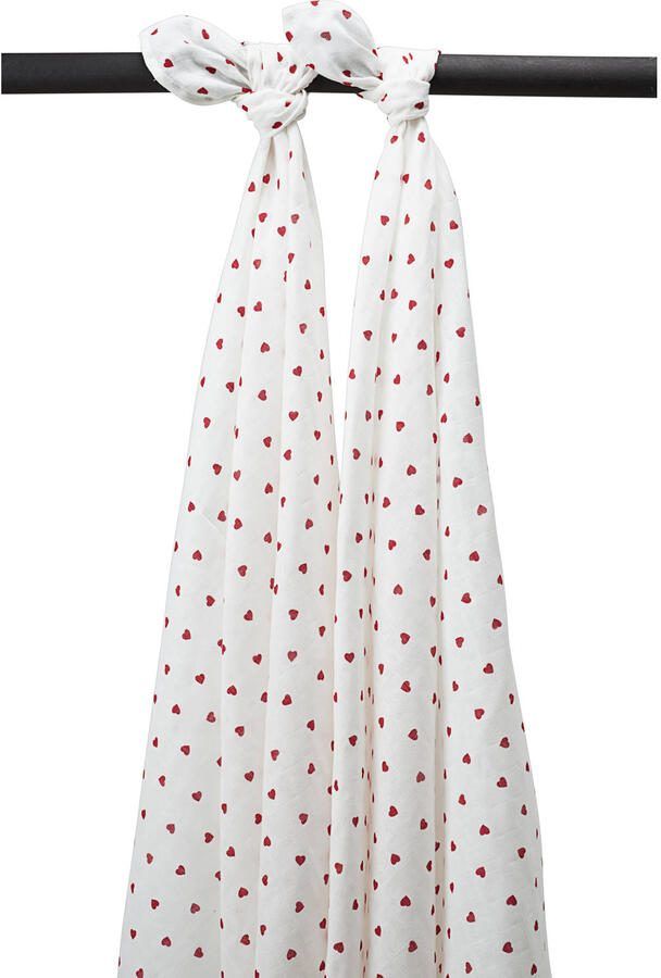 Meyco hydofiele doek met hartjes print 120x120 cm (set van 2)