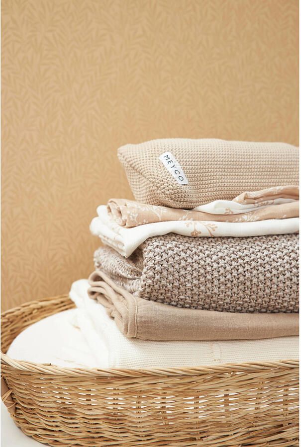 Meyco hydrofiel baby washandje set van 3 Branches sand Hydrofiele washandjes Beige