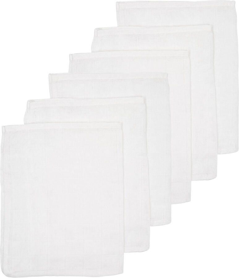 Meyco hydrofiel baby washandje Uni set van 6 Wit Hydrofiele washandjes