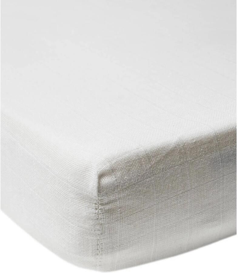 Meyco hydrofiel hoeslaken ledikant white Wit Effen