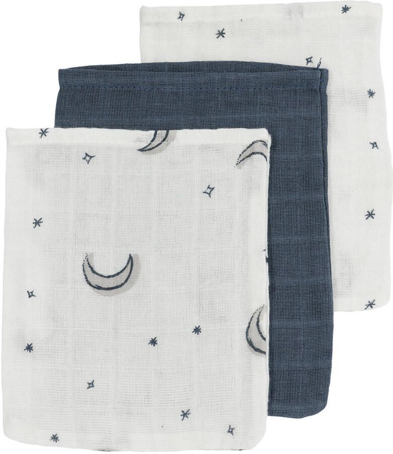 Meyco hydrofiel washandje Moon set van 3 indigo Hydrofiele washandjes Blauw