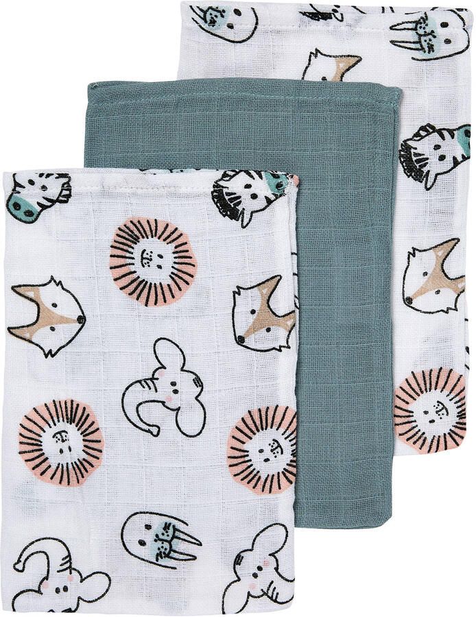 Meyco hydrofiele baby washandjes (set van 3) animal uni Hydrofiele washandjes Groen