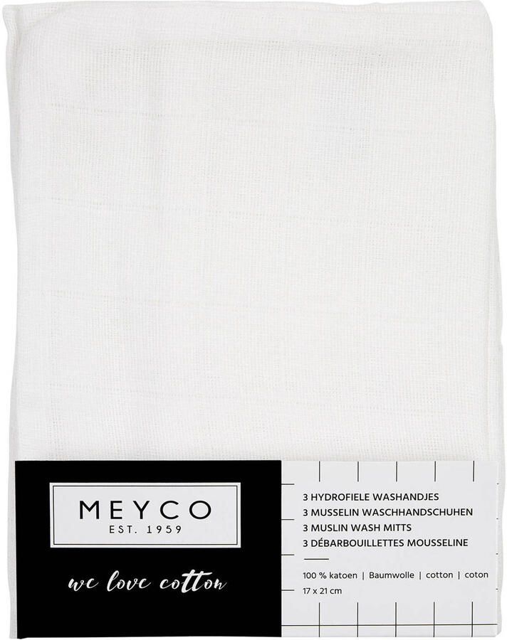 Meyco hydrofiele baby washandjes (set van 3) uni wit Hydrofiele washandjes - Foto 3