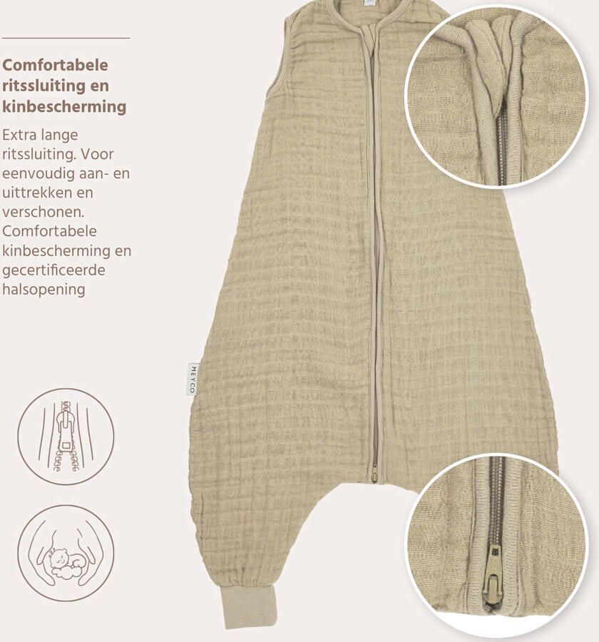 Meyco hydrofiele baby zomer slaapoverall jumper Sand Babyslaapzak Beige 104 - Foto 3