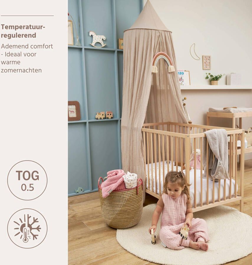 Meyco hydrofiele baby zomer slaapoverall jumper soft pink Babyslaapzak Roze 104 - Foto 4
