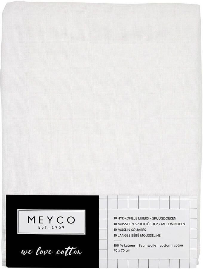 Meyco hydrofiele doek 70x70 cm wit set van 10 Hydrofiele luiers Effen