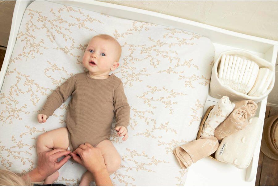 Meyco hydrofiele doek set van 3 70x70 cm Branches sand Hydrofiele luiers Beige - Foto 2