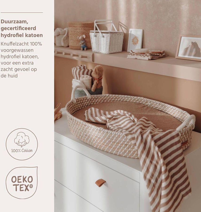 Meyco hydrofiele pre-washed doek Fat Stripe Taupe (set van 2) - Foto 3
