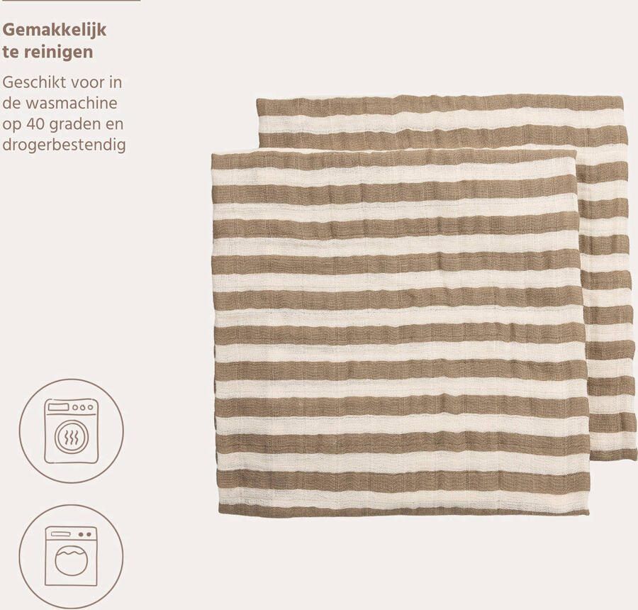 Meyco hydrofiele pre-washed doek Fat Stripe Taupe (set van 2) - Foto 2