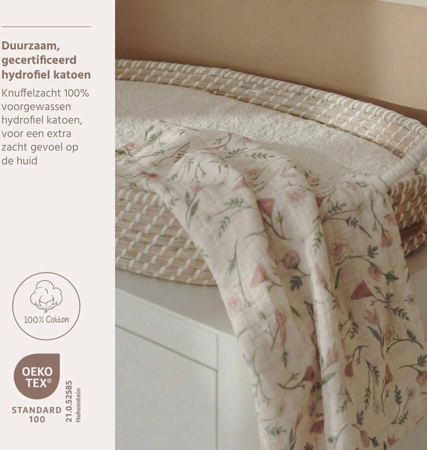 Meyco hydrofiele pre-washed swaddle Flower (set van 2) - Foto 3