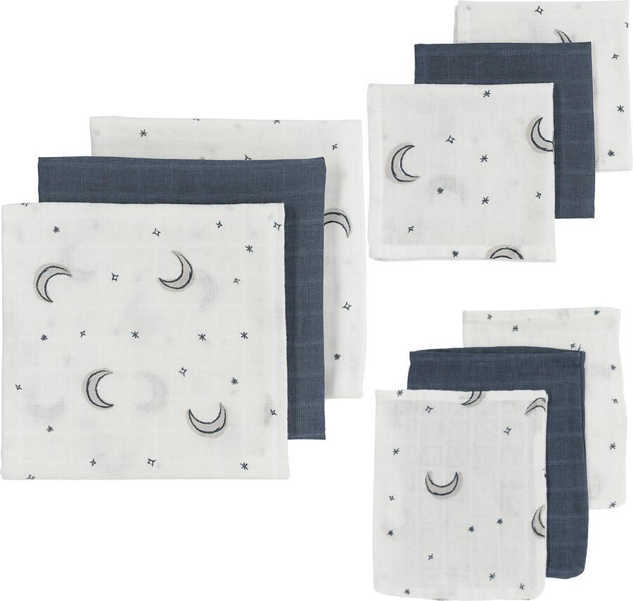 Meyco hydrofiele starterset Baby Moon set van 9 indigo Blauw All over print