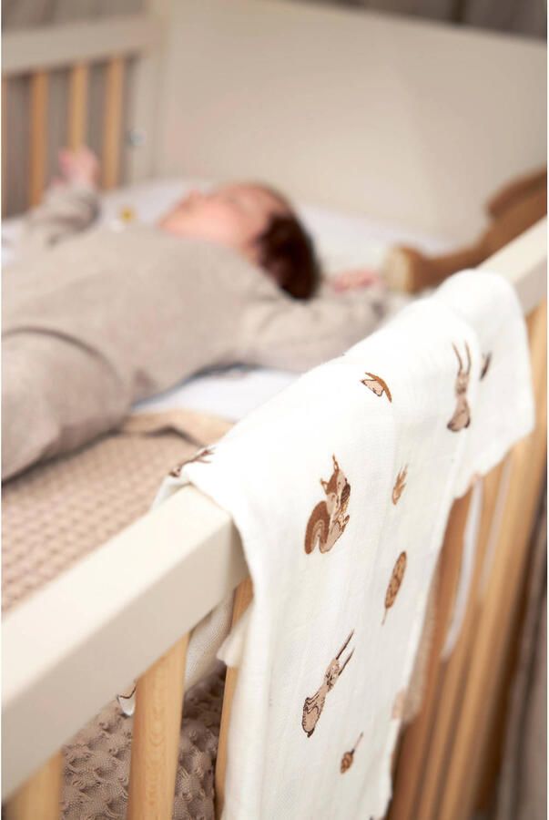 Meyco hydrofiele swaddle Forest Animals 120x120 cm set van 2 toffee Bruin - Foto 3