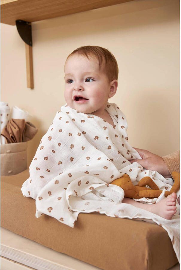 Meyco hydrofiele swaddle Mini Panther 120x120 cm set van 2 Toffee Bruin - Foto 2