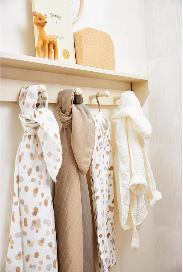 Meyco hydrofiele swaddle set van 2 Dot Stripe Sand 120x120cm Hydrofiele luiers Beige - Foto 3