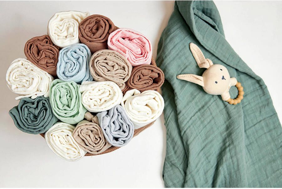 Meyco hydrofiele swaddle set van 2 Uni Offwhite Sand 120x120cm Hydrofiele luiers Ecru - Foto 2