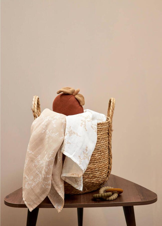 Meyco hydrofiele swaddles set van 2 120x120 cm Branches sand Hydrofiele luiers Beige - Foto 2