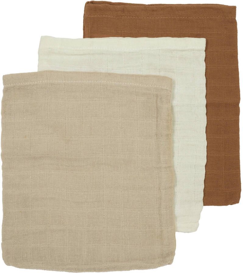 Meyco hydrofiele washandjes 20x17cm Uni Offwhite Sand Toffee (set van 3)