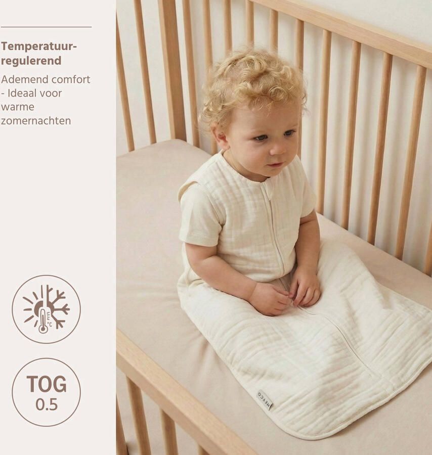 Meyco hydrofiele zomerslaapzak Uni Warm wit Babyslaapzak Ecru Effen 110 cm - Foto 2