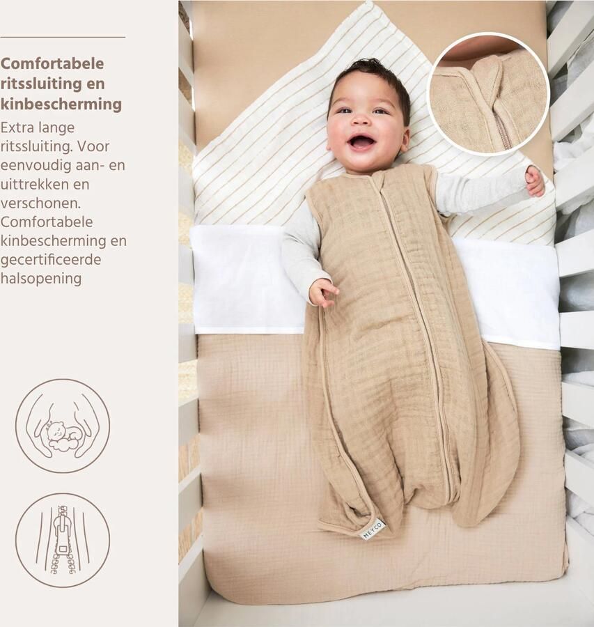 Meyco hydrofiele zomerslaapzak Uni Sand Babyslaapzak Beige Effen 110 - Foto 2