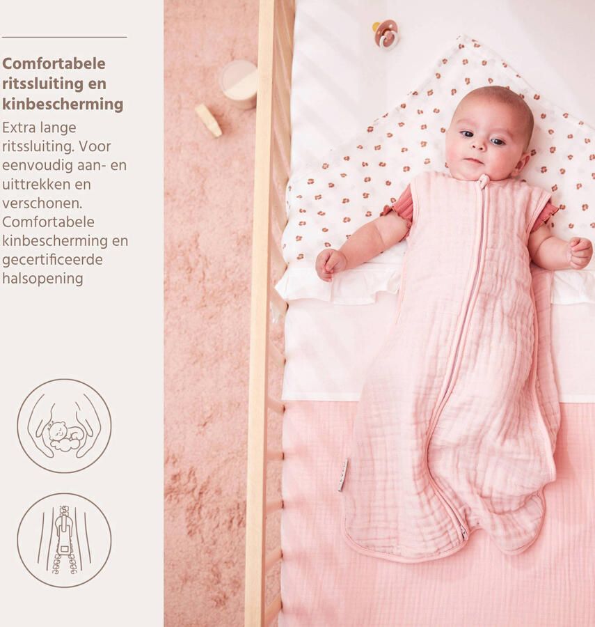 Meyco hydrofiele zomerslaapzak Uni Soft Pink Babyslaapzak Roze Effen 110 - Foto 2