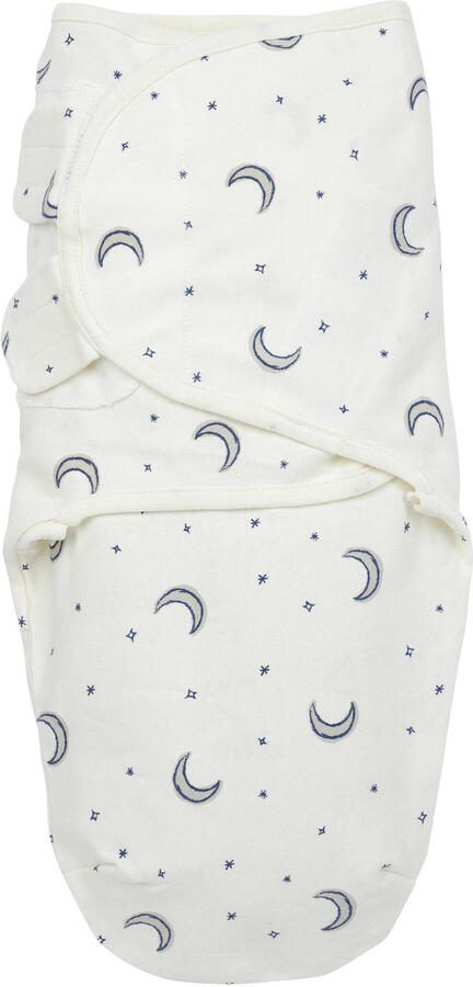 Meyco inbakerdoek Moon 0-6 maanden indigo Wit All over print 4-6 mnd