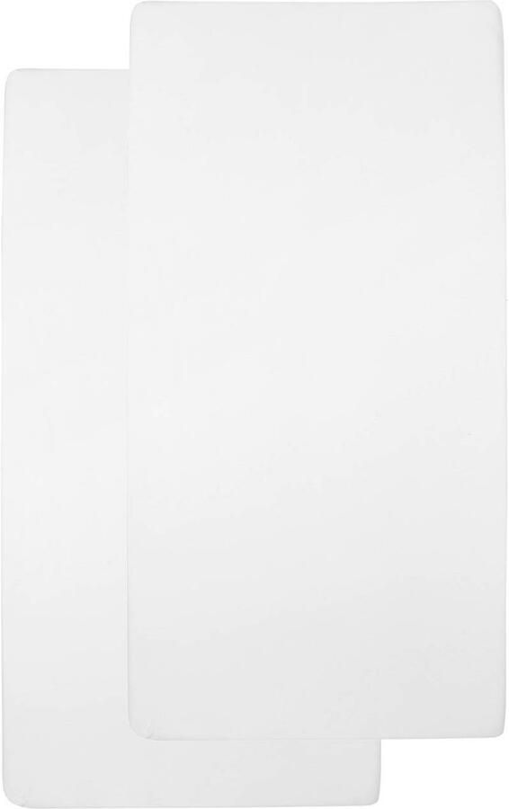 Meyco katoenen hoeslaken ledikant 60x120 cm (set van 2) Wit Effen