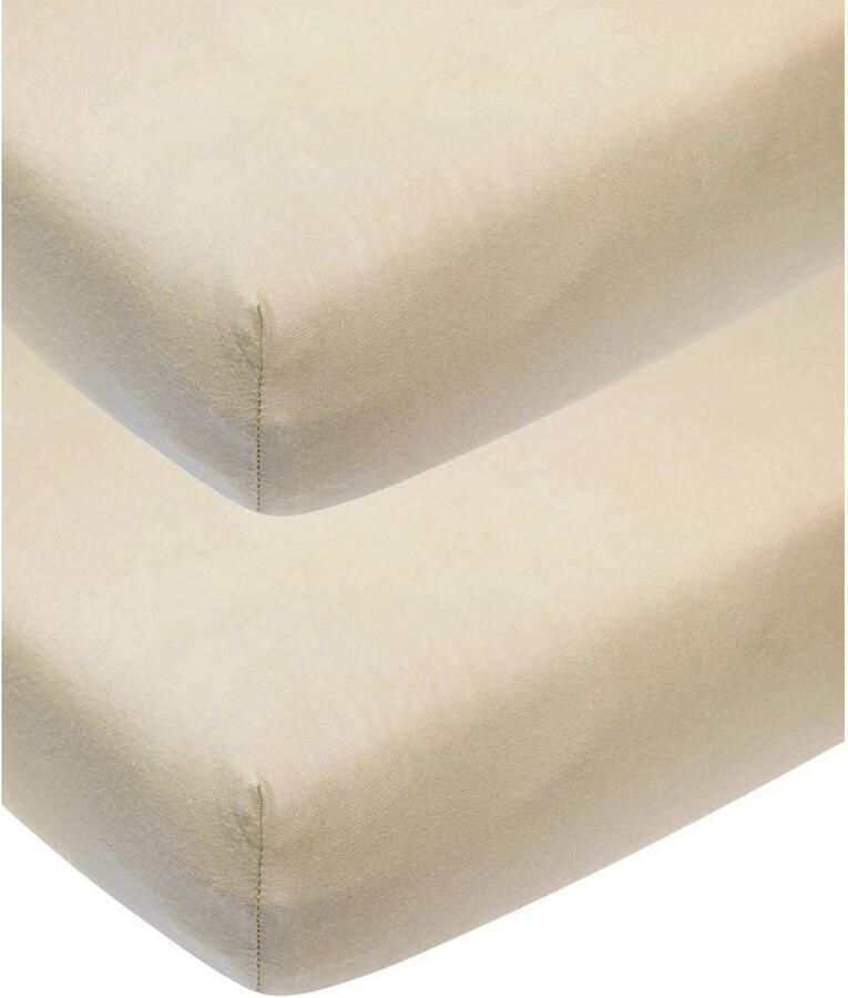 Meyco katoenen jersey co-sleeper hoeslaken 50x90 cm set van 2 Sand Bruin